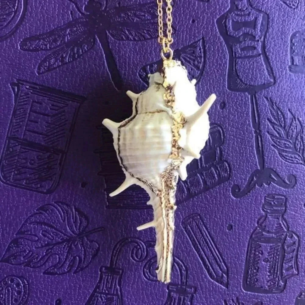 Real Seashell 2 Gold Plated Necklace NWT